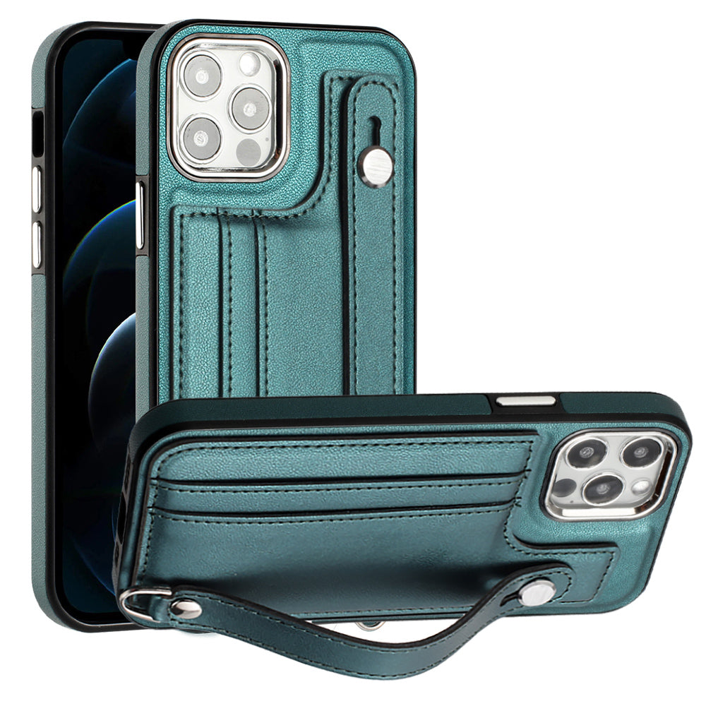 For iPhone 12 Pro Max 6.7 inch Card Slots Case YB Leather Coating Series-5 Kickstand TPU Phone Shell For iPhone 12 Pro Max 6.7 inch Card Slots Case YB Leather Coating Series-5 Kickstand TPU Phone Shell